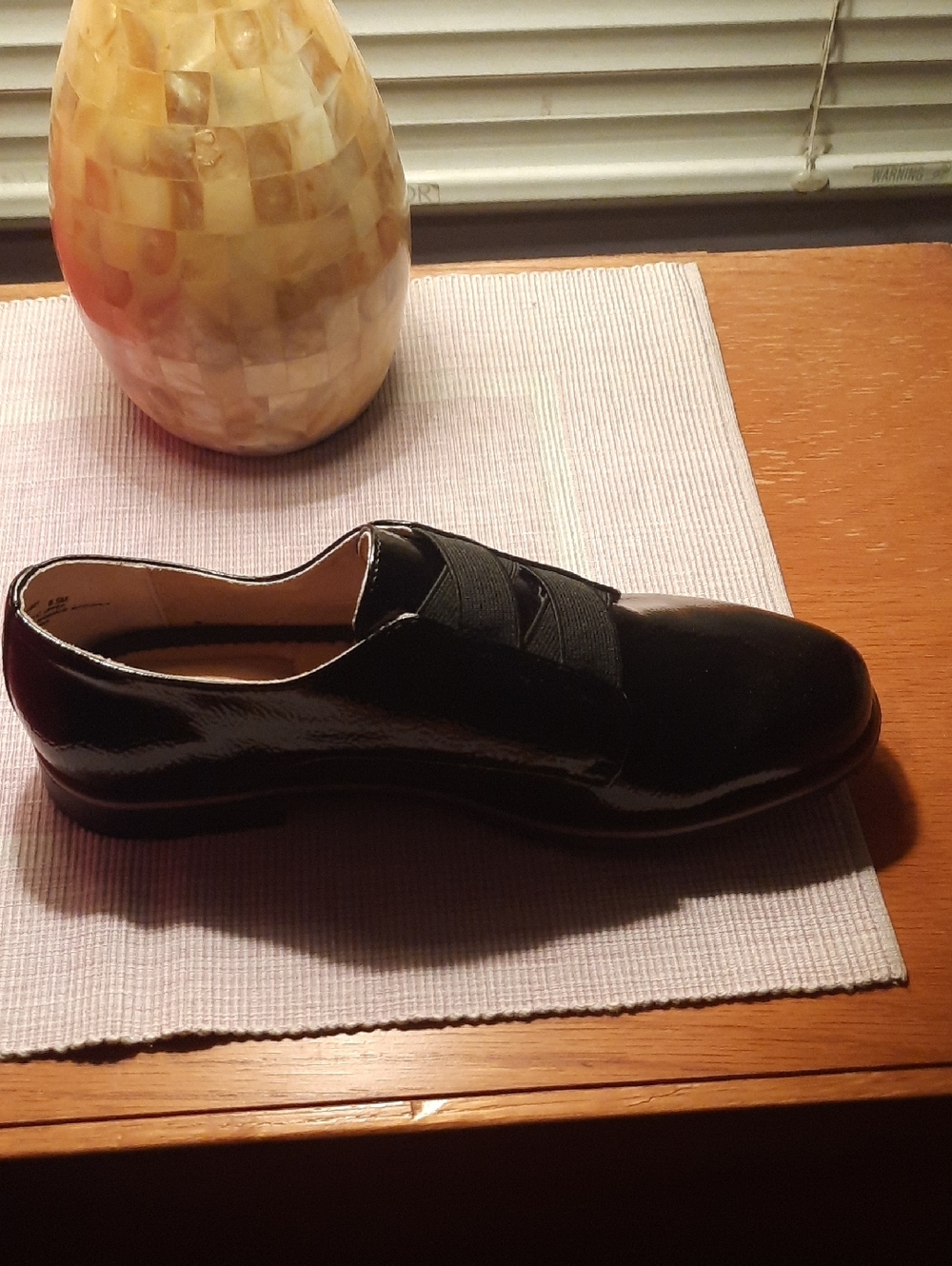 Kelly & Katie Black Patent Elastic-Strap Loafer